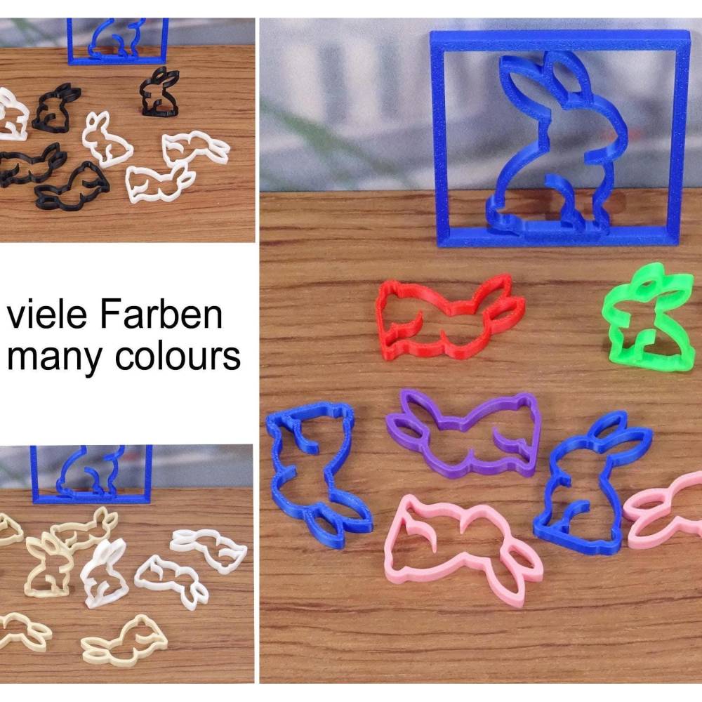 30 Hasen 3D-Druck Ostern Dekoration Tisch Streudeko, schwarz weiß hellbeige, bunte Farben Dekoration modern scandi Bild 1