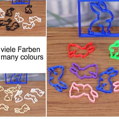 Hasen 3D-Druck Ostern Dekoration Tisch Streudeko, schwarz weiß hellbeige, bunte Farben Dekoration modern scandi