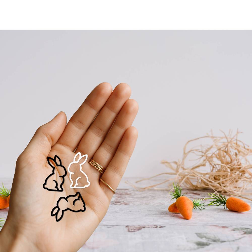 30 Hasen 3D-Druck Ostern Dekoration Tisch Streudeko, schwarz weiß hellbeige, bunte Farben Dekoration modern scandi Bild 2