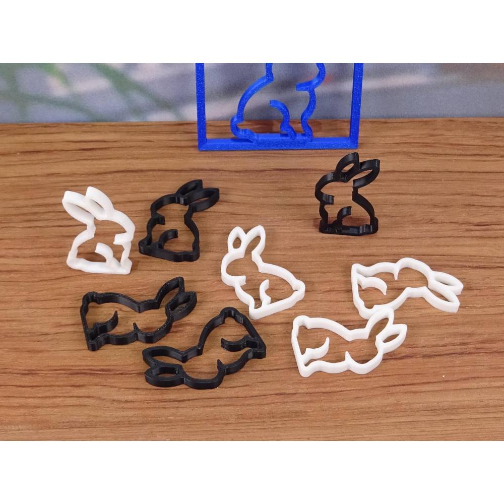 30 Hasen 3D-Druck Ostern Dekoration Tisch Streudeko, schwarz weiß hellbeige, bunte Farben Dekoration modern scandi Bild 4