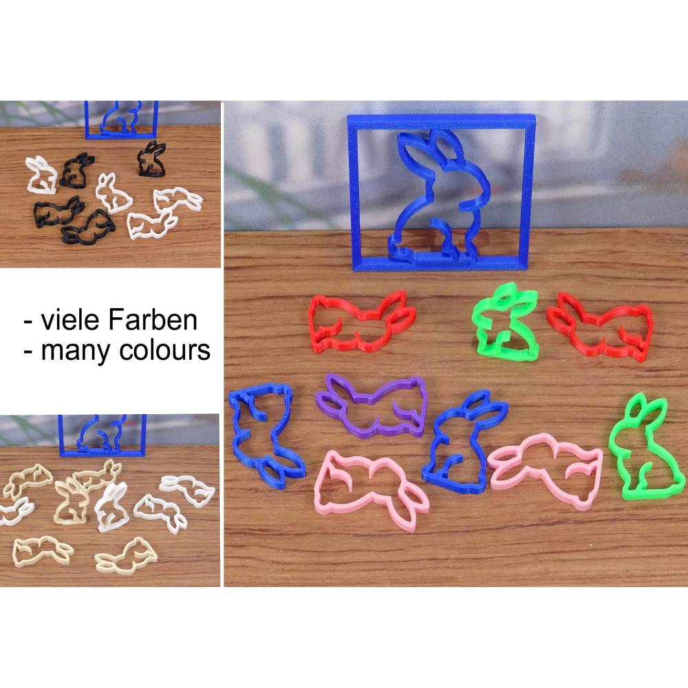 30 Hasen 3D-Druck Ostern Dekoration Tisch Streudeko, schwarz weiß hellbeige, bunte Farben Dekoration modern scandi Bild 8