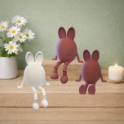 Osterdeko Hasen-Kantenhocker mit baumelnden Beinen aus dem 3D-Druck - Eine kleine Oster- und Frühlingsdeko zum sitzen