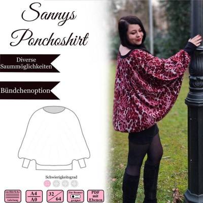 Sannys Ponchoshirt – Gr 32-64 – EBook und Nähanleitung