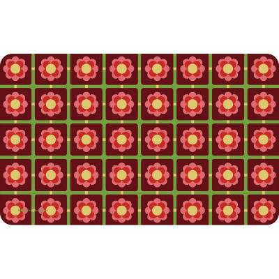 Frühstücksbrettchen Retroblüte im Karodesign, im 70er Kachel- und Küchendesign