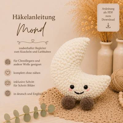 Häkelanleitung Amigurumi Mond (ca. 15 cm) Kuscheltier PDF deutsch