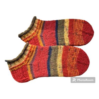 Wollsocken, Sneaker Gr. 39/40, Haussocken, Kuschelsocken handgestrickt, in Herbstfarben
