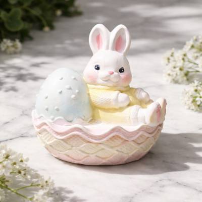 Osterdekoration - Osterhase im Auto - Handbemalt -