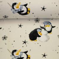 French Terry " FUNTARKTIS " by Sabine Marschall Pinguine, Schneeflocken Oeko-Tex Standard 100 (1m/16,-)