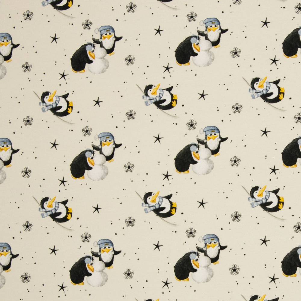 French Terry " FUNTARKTIS " by Sabine Marschall Pinguine, Schneeflocken Oeko-Tex Standard 100 (1m/16,-) Bild 2