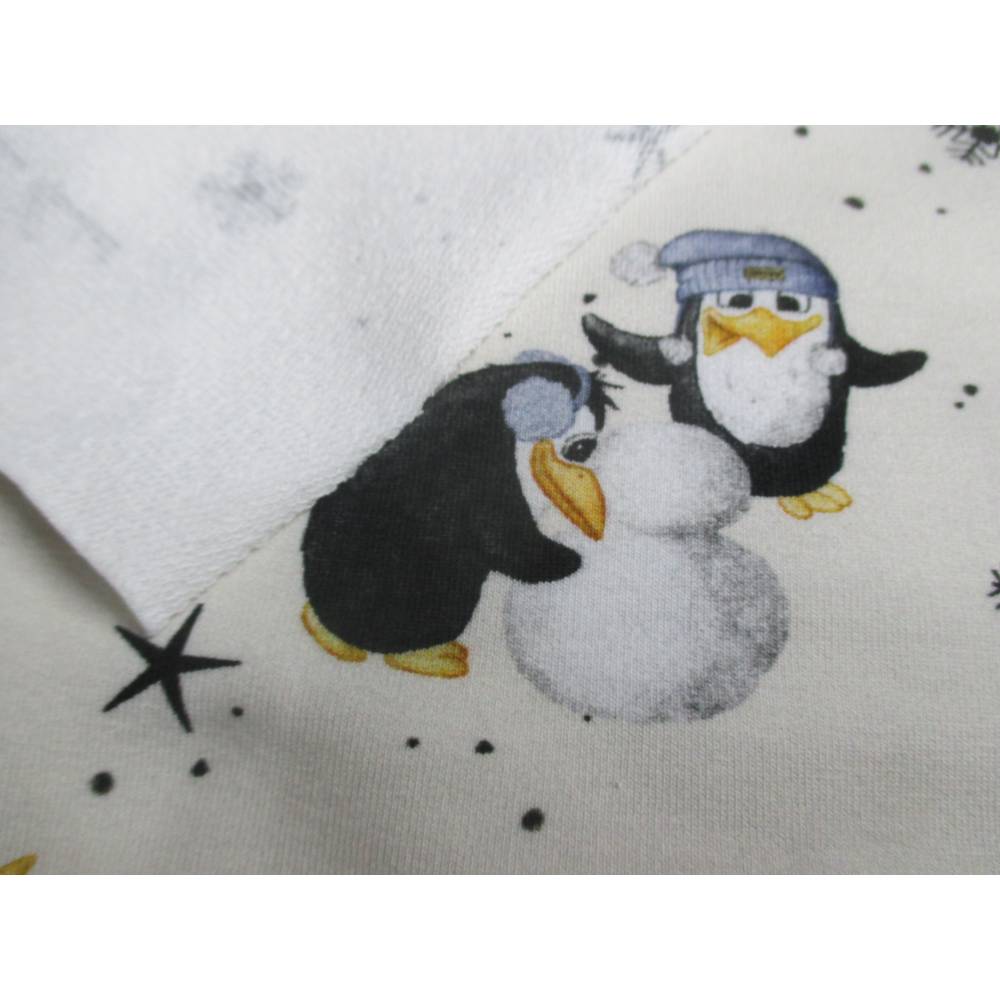 French Terry " FUNTARKTIS " by Sabine Marschall Pinguine, Schneeflocken Oeko-Tex Standard 100 (1m/16,-) Bild 3
