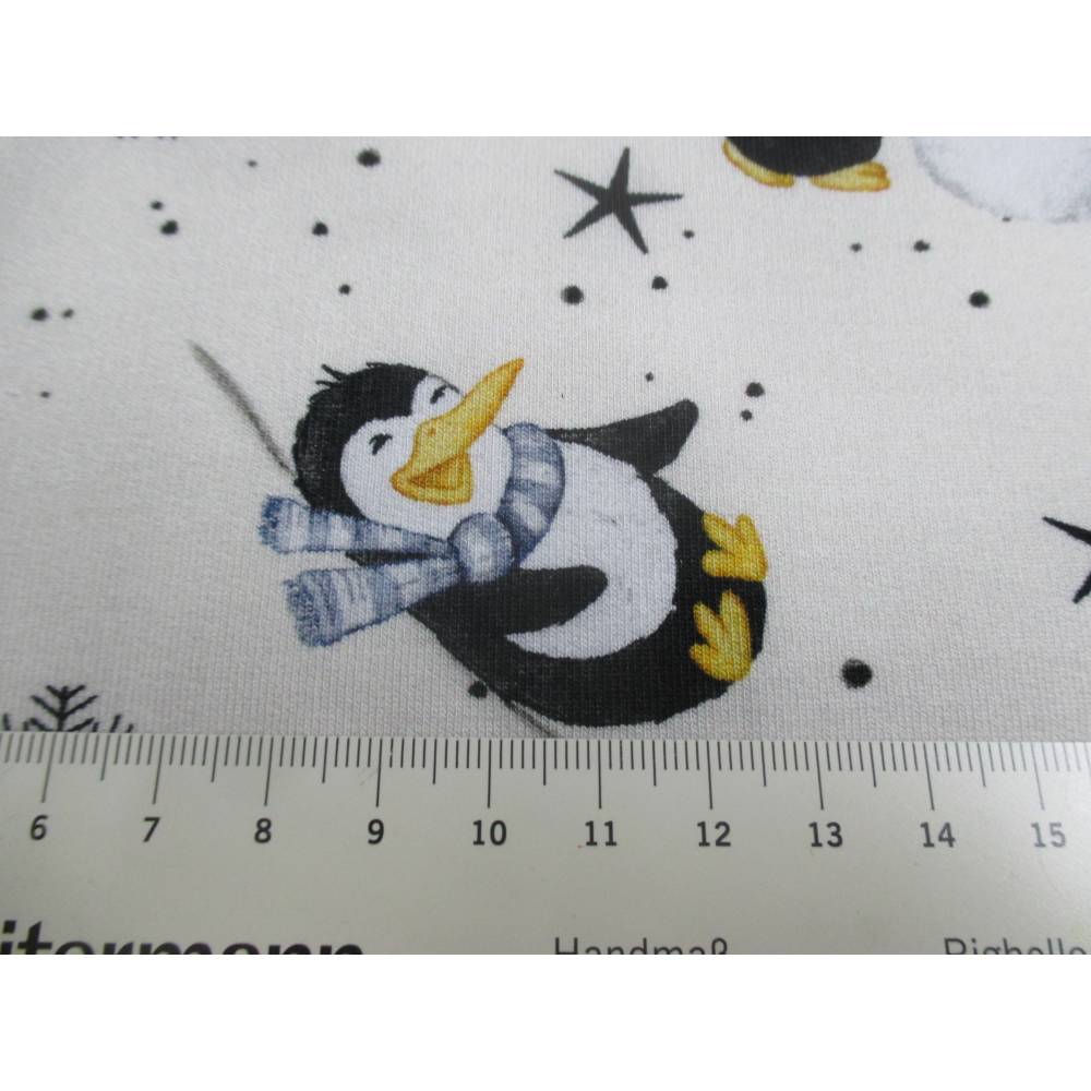 French Terry " FUNTARKTIS " by Sabine Marschall Pinguine, Schneeflocken Oeko-Tex Standard 100 (1m/16,-) Bild 5