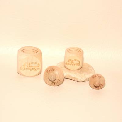 Zahndose Milchzahndose Erste Locke Dose Schmuckdose mit Betonmischer Personalisierung Namen Gravur 4x4x4cm