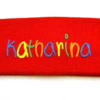 Stirnband rot mit Namen-Katharina beschriftet–Last Minute Geschenk für Mädechen Kinder Geburtstag Kommunion