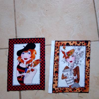 Stoff aus 100% Baumwolle Loralie Design unterschiedliche Motive Malerin Näherin jeweils 14,5 x 20 cm groß
