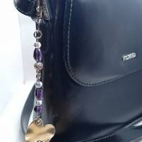 Langer Taschenbaumler, Anhänger für die Handtasche, Glasperlen, lila,
