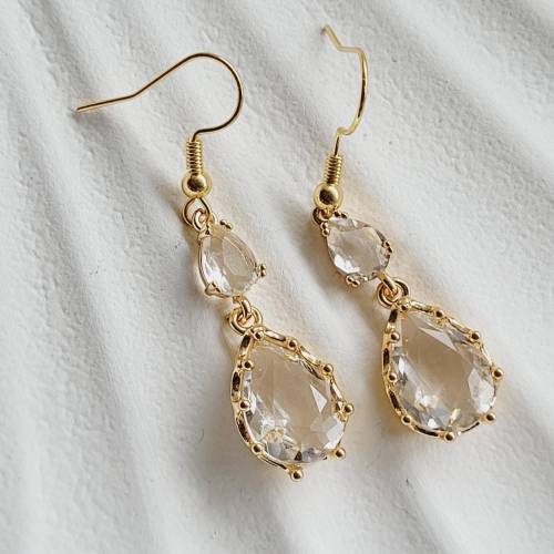 Braut Ohrringe, Hochzeitschmuck Gold mit Zirkonia,Vergoldete Ohrstecker