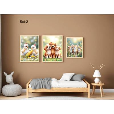 Bauernhof Poster Set Nr. 2/33 | 3er Set von DOPIXIO |  Tiere Kinderzimmer Deko | Digitaler Download 30x40