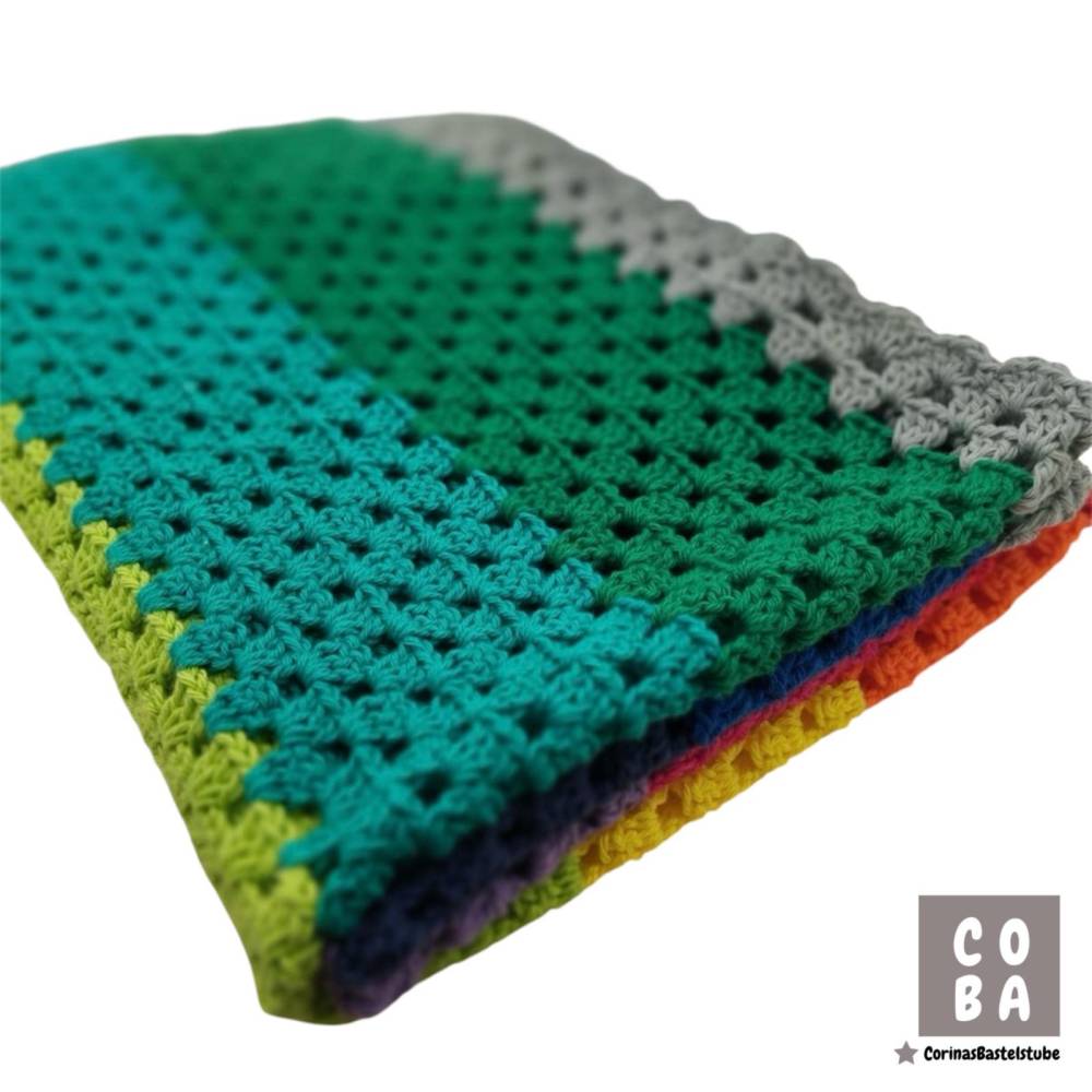 Babydecke gehäkelt aus 100 % Baumwolle – Regenbogen – perfektes Geburtsgeschenk – weich & liebevoll Bild 10