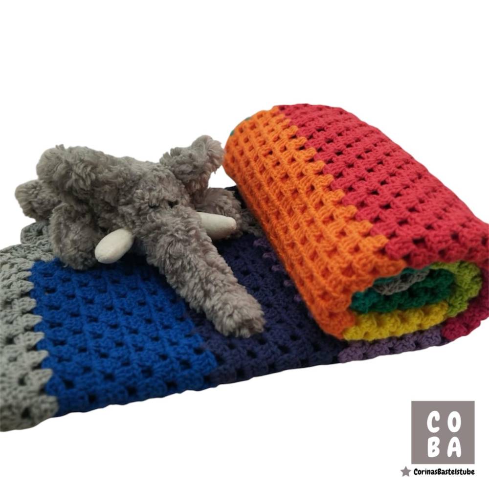 Babydecke gehäkelt aus 100 % Baumwolle – Regenbogen – perfektes Geburtsgeschenk – weich & liebevoll Bild 5
