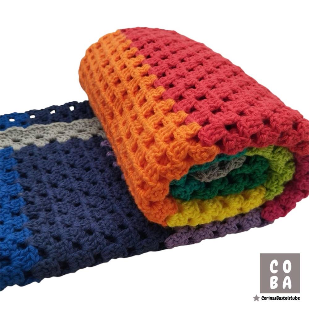 Babydecke gehäkelt aus 100 % Baumwolle – Regenbogen – perfektes Geburtsgeschenk – weich & liebevoll Bild 9