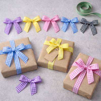 Vichy Karo Ripsband Set 5×1 m, 10 mm breit – 6 Farben – Bastel- & Dekoband