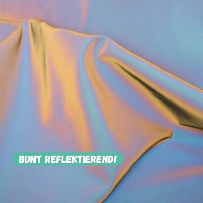 Softshell Stoff Regenbogen Reflex // wasserabweisende Softshell Meterware (50cm) // Hohe Sichtbarkeit!