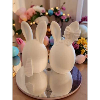 Osterhasen Eier im Set oder Einzeln – Moderne Osterdeko Weiß – 3D Druck Hasenfiguren 15cm – Frühlingsdeko Tischdeko – fü