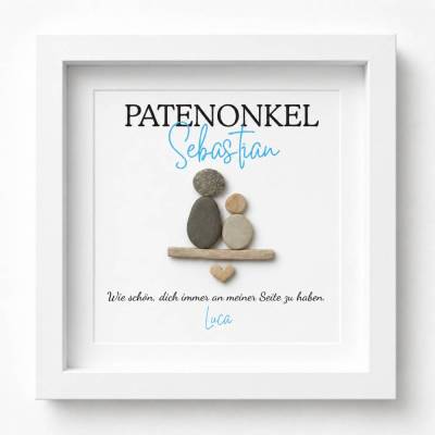 Geschenk für Patentante: Personalisiertes Steinbild mit Namen & Spruch – Handgefertigt & Einzigartig