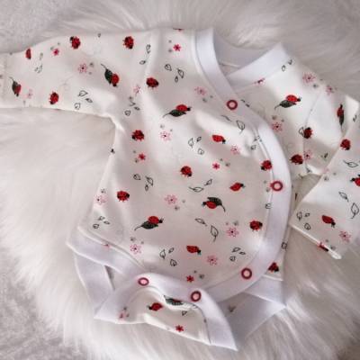 Wickelbody Größe 46/48 für Frühchen & Reborn, Marienkäfer , handgefertigt