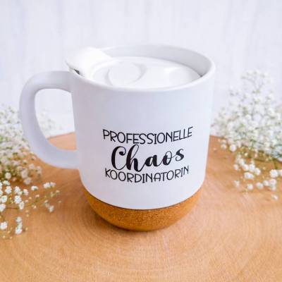 Tasse „Professionelle Chaos Koordinatorin“ | 330 ml | mit Anti-Klecker-Deckel und Korkboden