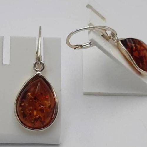 Bernsteinohrhänger in 925  Sterling  Silber brauner Bernstein aus dem Baltikum