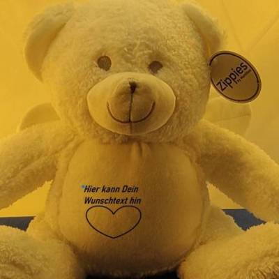white Engel Bär Taufengel Kuscheltier Bestickung mit Wunschtext bestickt verschiedene Texte möglich