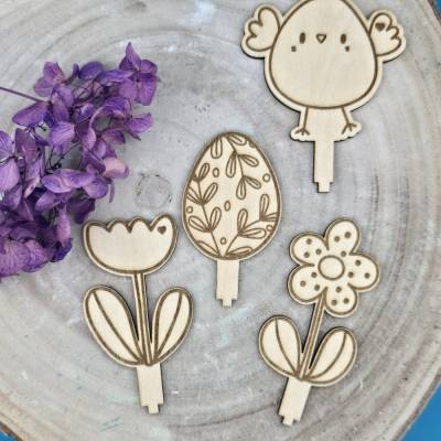 Osterhasen- Stecker "Frühlingsgrüsse" -Dein handgefertigtes Deko- Set aus Holz