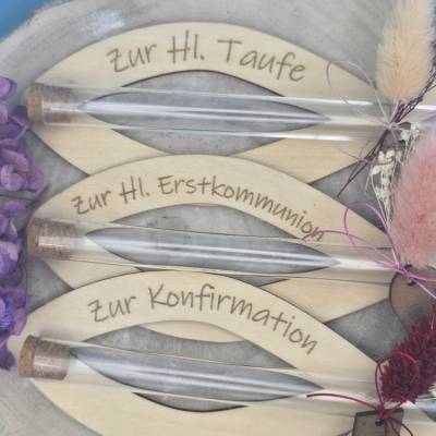 Originelle Geldgeschenkfishe aus Holz – "Konfirmation, Kommunion und Taufe