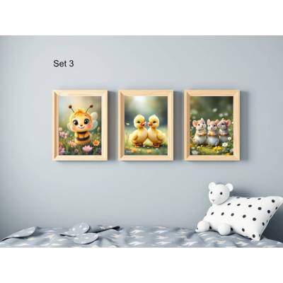 Bauernhof Poster Set Nr. 3 / 33 | 3er Set von DOPIXIO |  Tiere Kinderzimmer Deko | Digitaler Download 30x40