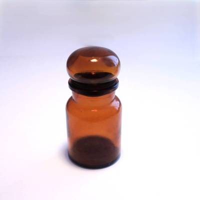Vintage Apothekerglas Glasflasche Glasdose Deckeldose Amberglas Braunglas Flasche Dose Belgien Container 