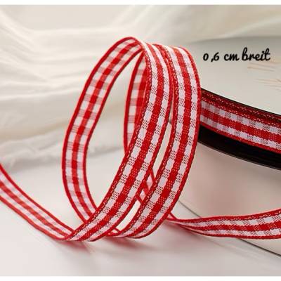 Je Meter KaroBand 0,6 cm breit - rot