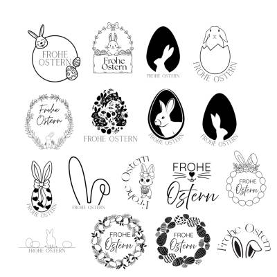 Ostern Easter Bundle PNG SVG Datei - Download Plotterdatei - Plotter File - Osterei Osterhase Easter Frühling Frohe
