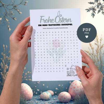 Oster-Suchsel für Katzenfreunde – A4 PDF-Vorlage zum Ausdrucken & Download