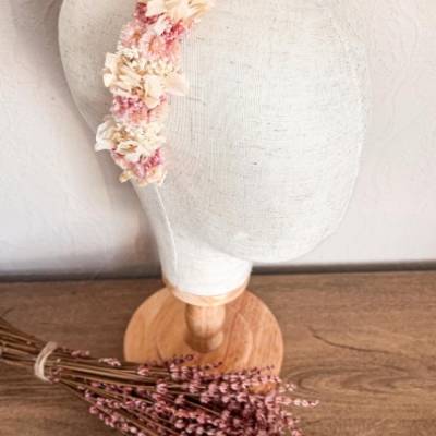Blumenhaarkranz mit Trockenblumen für Hochzeit, Kommunion, Fotoshooting oder zum Dirndl