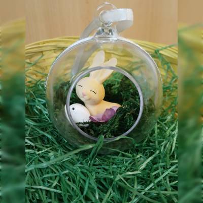 Handgefertigte Osterkugel ca. 8cm, handgemachter Osterschmuck, Deko-Osterkugel, Osterdeko aufhängen, Deko Osterstrauch