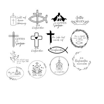 Konfirmation Bundle PNG SVG Datei - Download Plotterdatei - Plotter File - Kirche Fisch Bibel Kreuz Christlich Cricut 