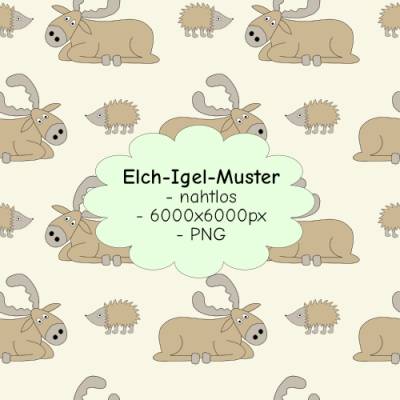 Nahtloses Elch trifft Igel Muster PNG – Naturdesign für kreative Projekte