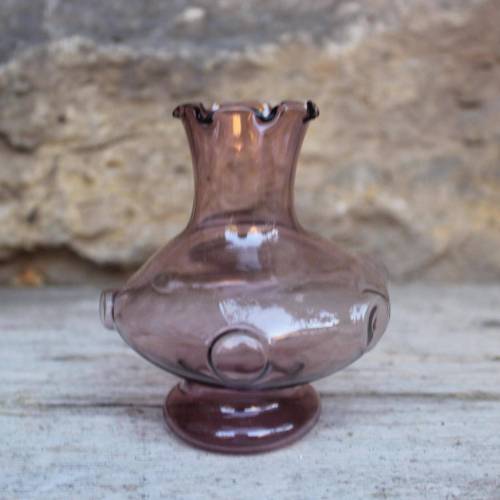 filigrane kleine Vase lila mit Erhebungen mundgeblasen Lauscha 60er 70er Jahre DDR