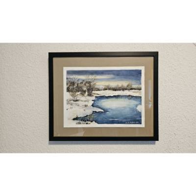 Aquarellbild: Schneelandschaft