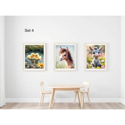 Bauernhof Poster Set Nr. 4/33 | 3er Set von DOPIXIO |  Tiere Kinderzimmer Deko | Digitaler Download 30x40