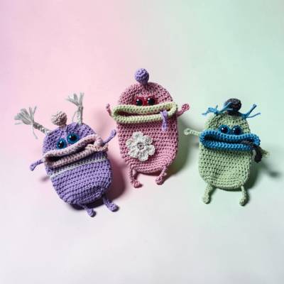 Originelle Schlüsseltaschen / Etui "Monster" ,gehäkelte Handarbeit