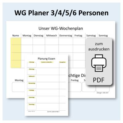 WG Wochenplaner PDF: Speise- & Einkaufsplan zum Ausdrucken für 3-6 Personen DIN A4