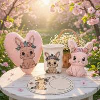 Stickdatei Hase Set 2638 ab 13x18 Rahmen – Mug Rug, Lichtbeutel, Kuscheltier In the Hoop, Osterdeko