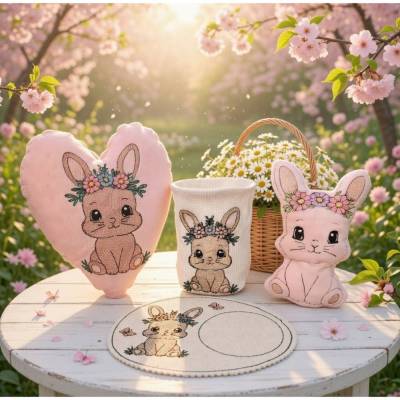 Stickdatei Hase Set 2638 ab 13x18 Rahmen – Mug Rug, Lichtbeutel, Kuscheltier In the Hoop, Osterdeko